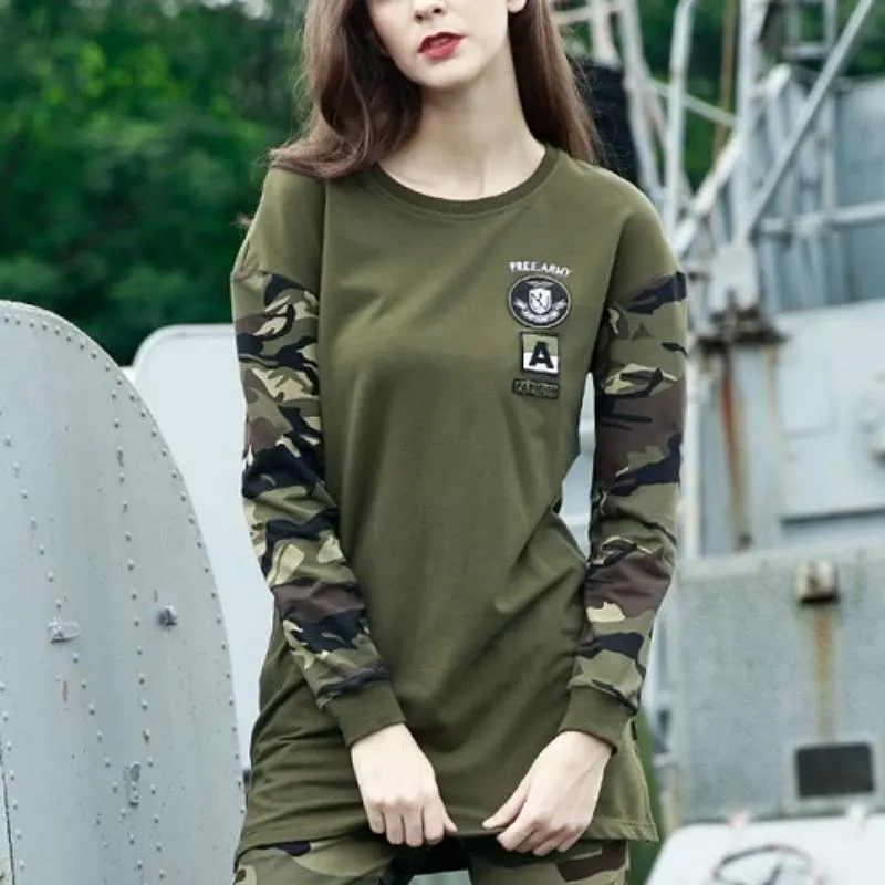 Long Comfortable Army Camouflage Long Sleeve Shirt