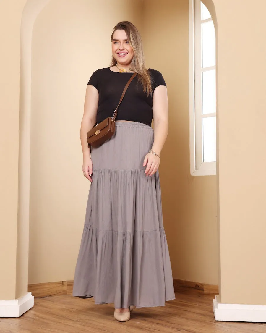 Long Solid Pleated Skirt