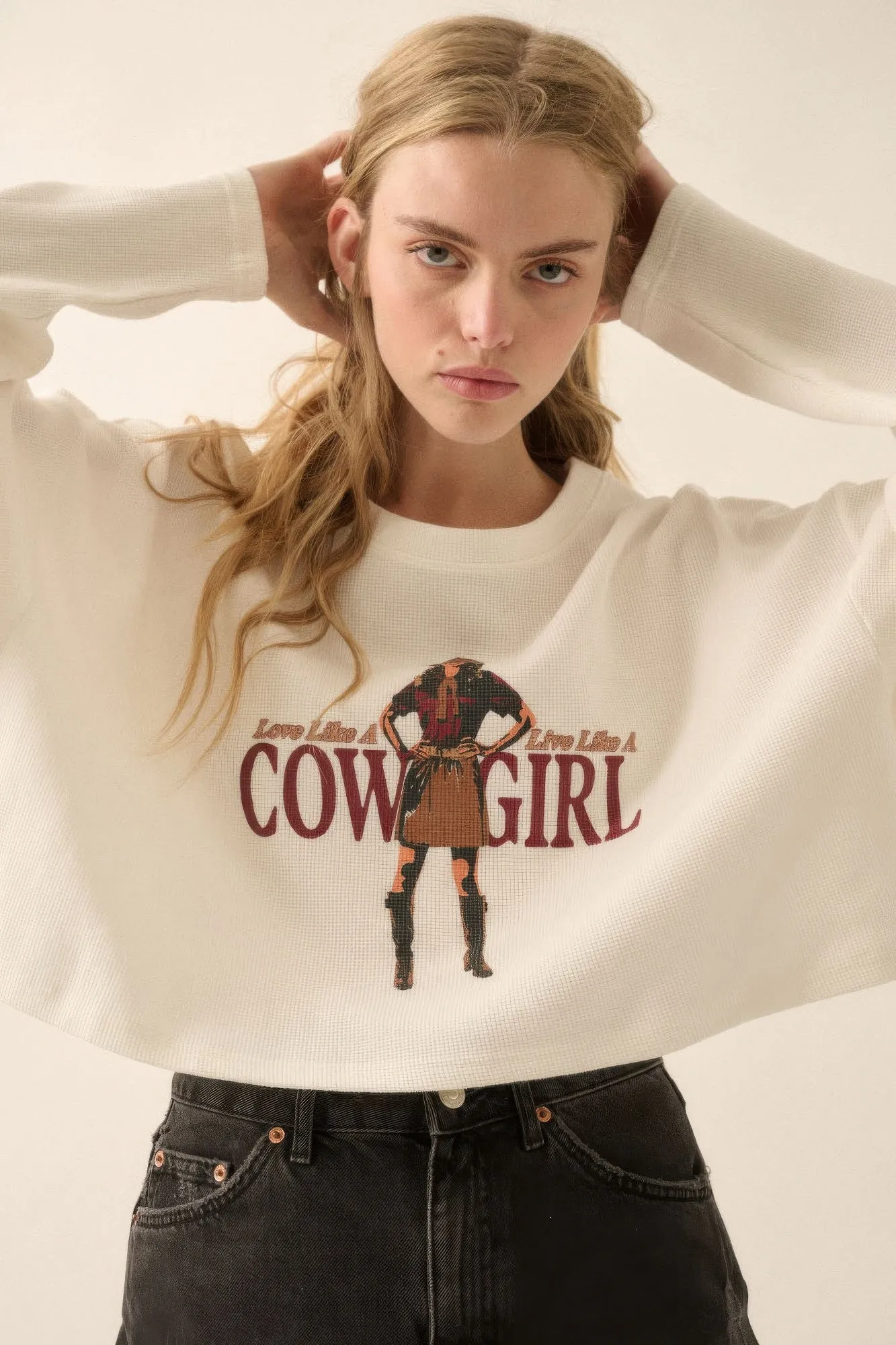 Love like a cowgirl thermal graphic sweatshirt