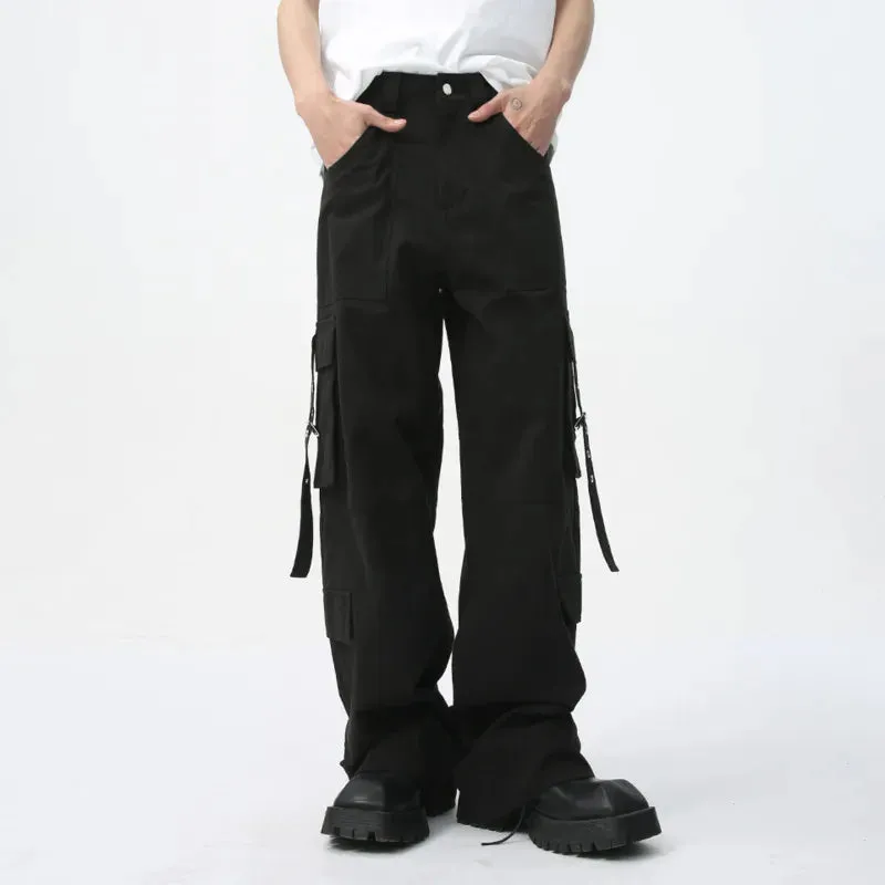 Men's Cargo Pants Long Summer Mid-rise Multi-pocket Design Fashion Loose Casual Male Overalls High Street 9C5680