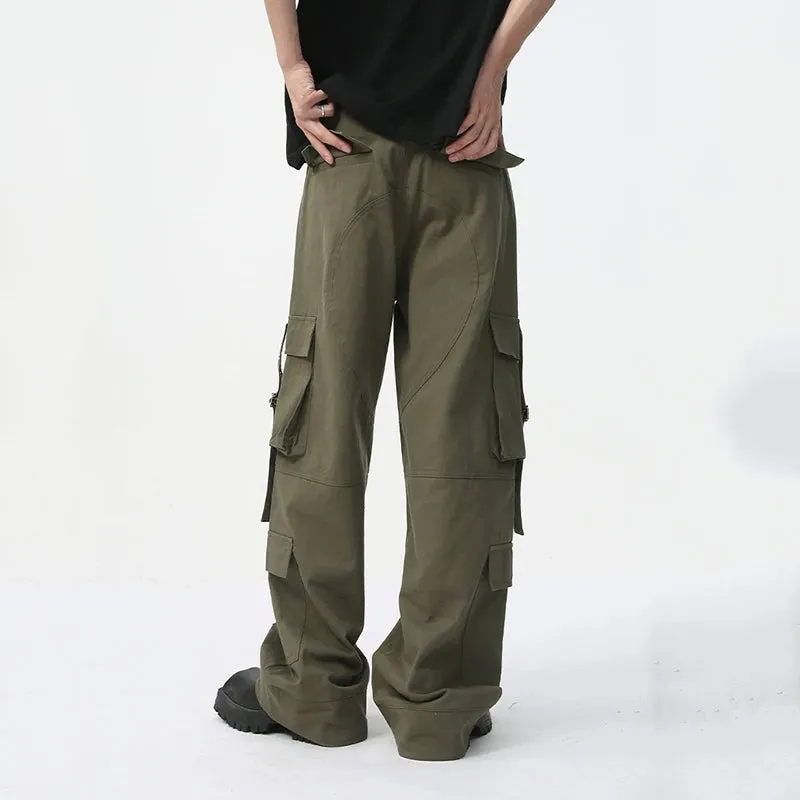 Men's Cargo Pants Long Summer Mid-rise Multi-pocket Design Fashion Loose Casual Male Overalls High Street 9C5680