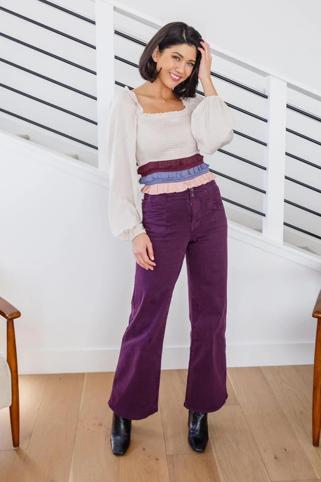 Mica Denim Plum High Rise Wide Leg Jeans