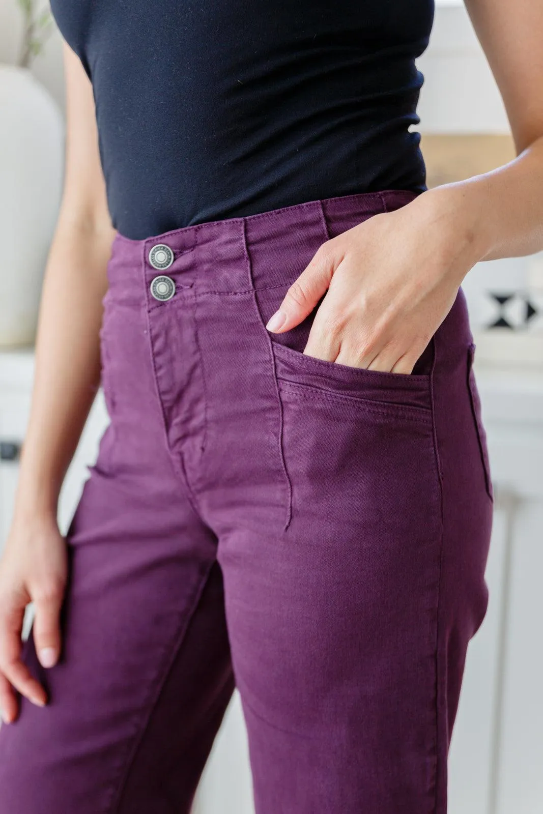 Mica Denim Plum High Rise Wide Leg Jeans