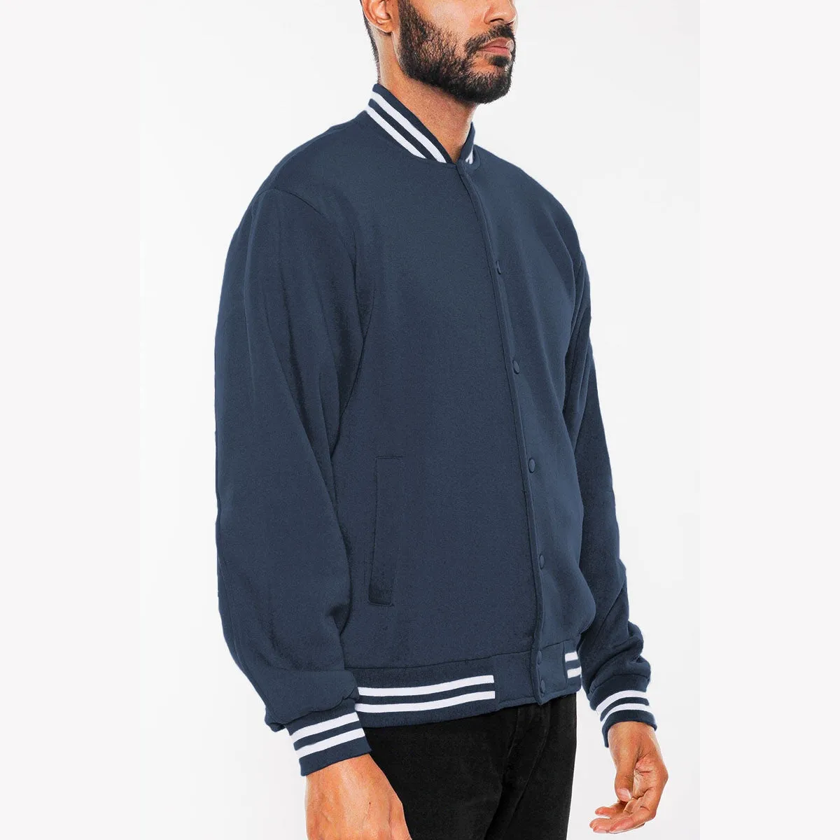 Navy Varsity Fleece Jacket