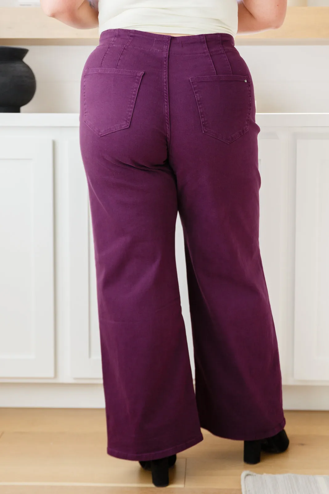 Petunia High Rise Wide Leg Jeans in Plum - MICA Denim