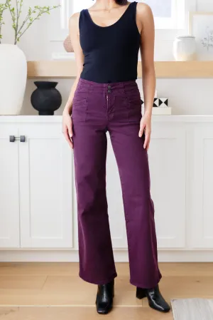 Petunia High Rise Wide Leg Jeans in Plum - MICA Denim