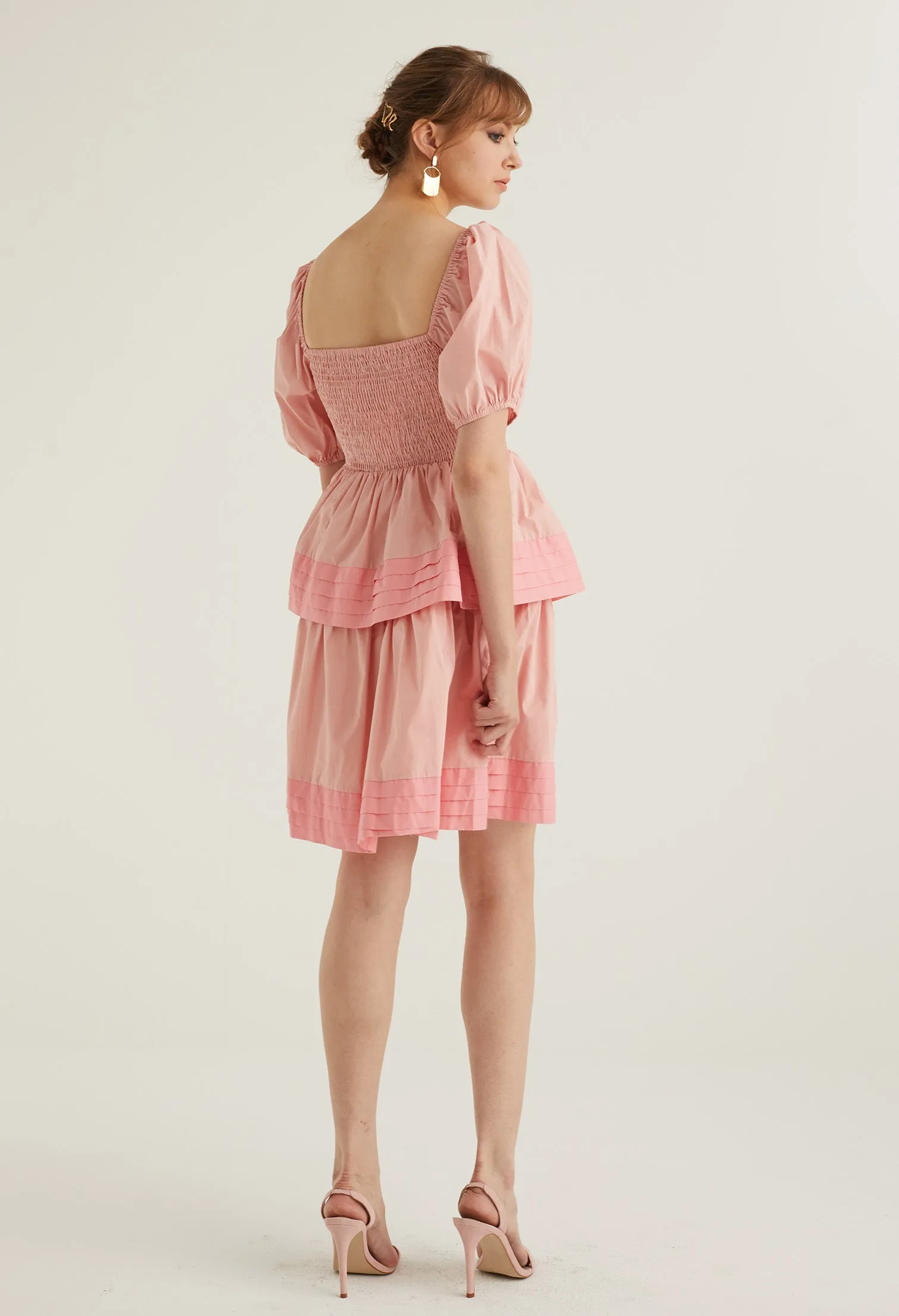 Puffed Sleeved Baby Doll Dress