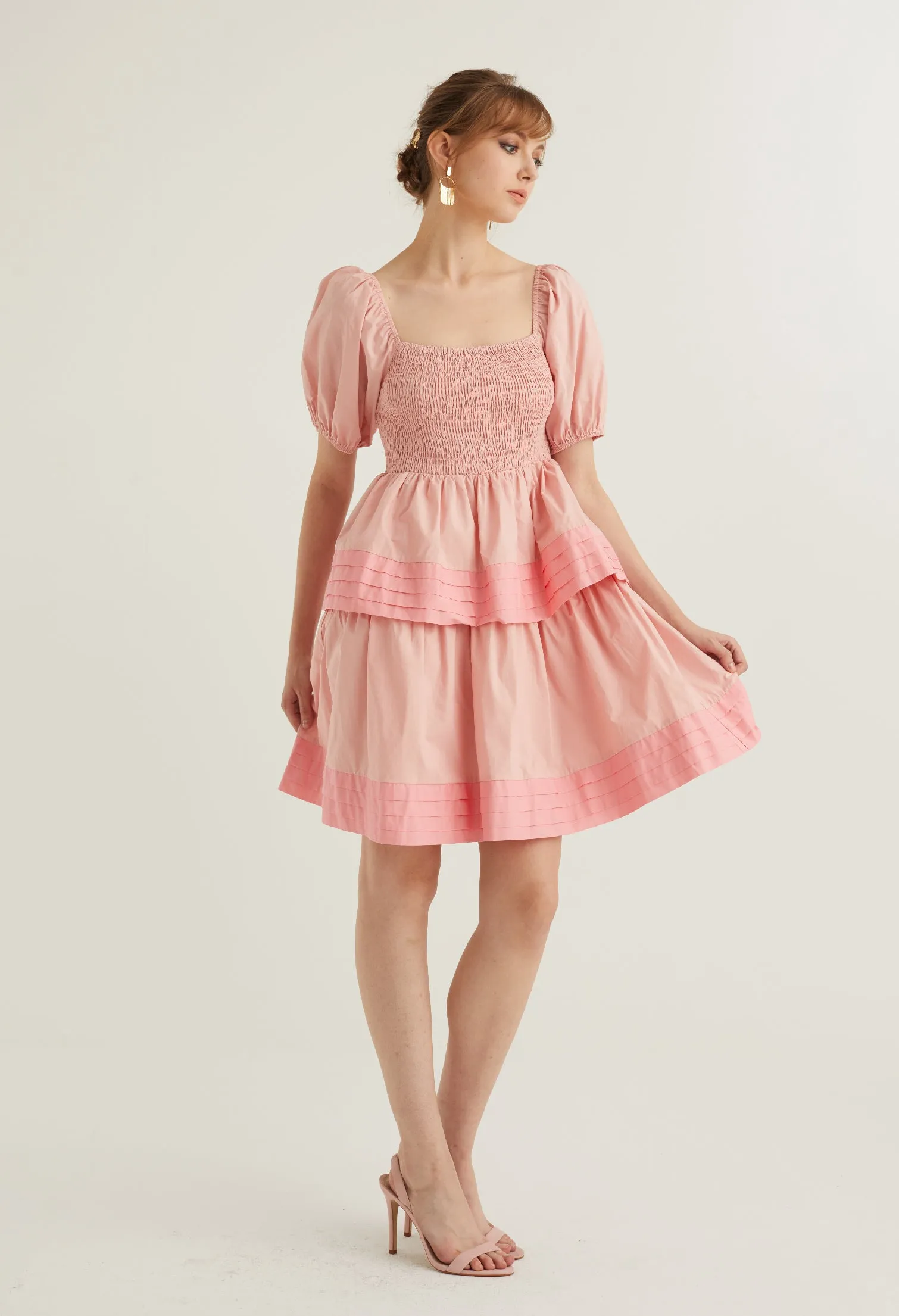 Puffed Sleeved Baby Doll Dress