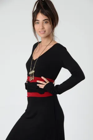 Red and Black Wrap Obi Belt