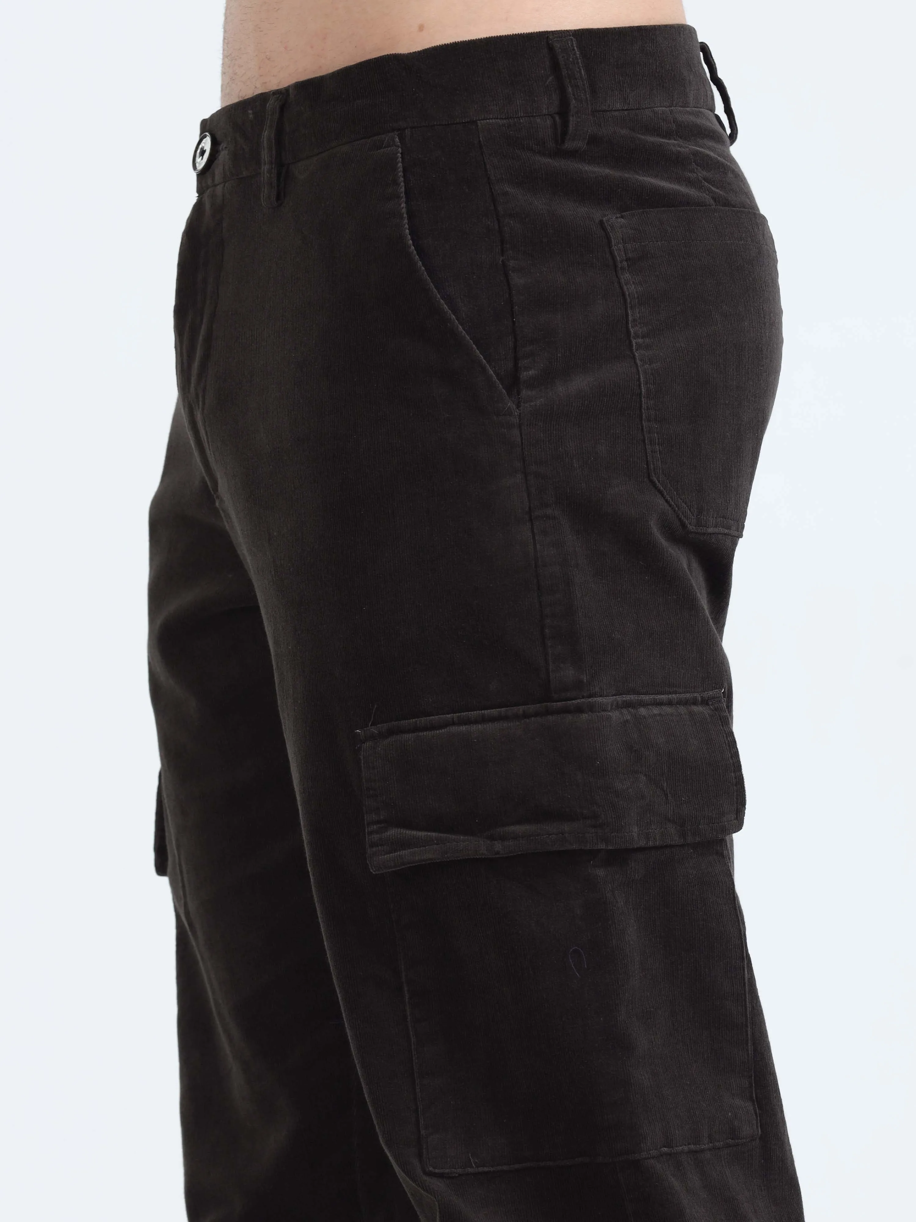 Soft Corduroy Dark Olive Relaxed Cargo Pant