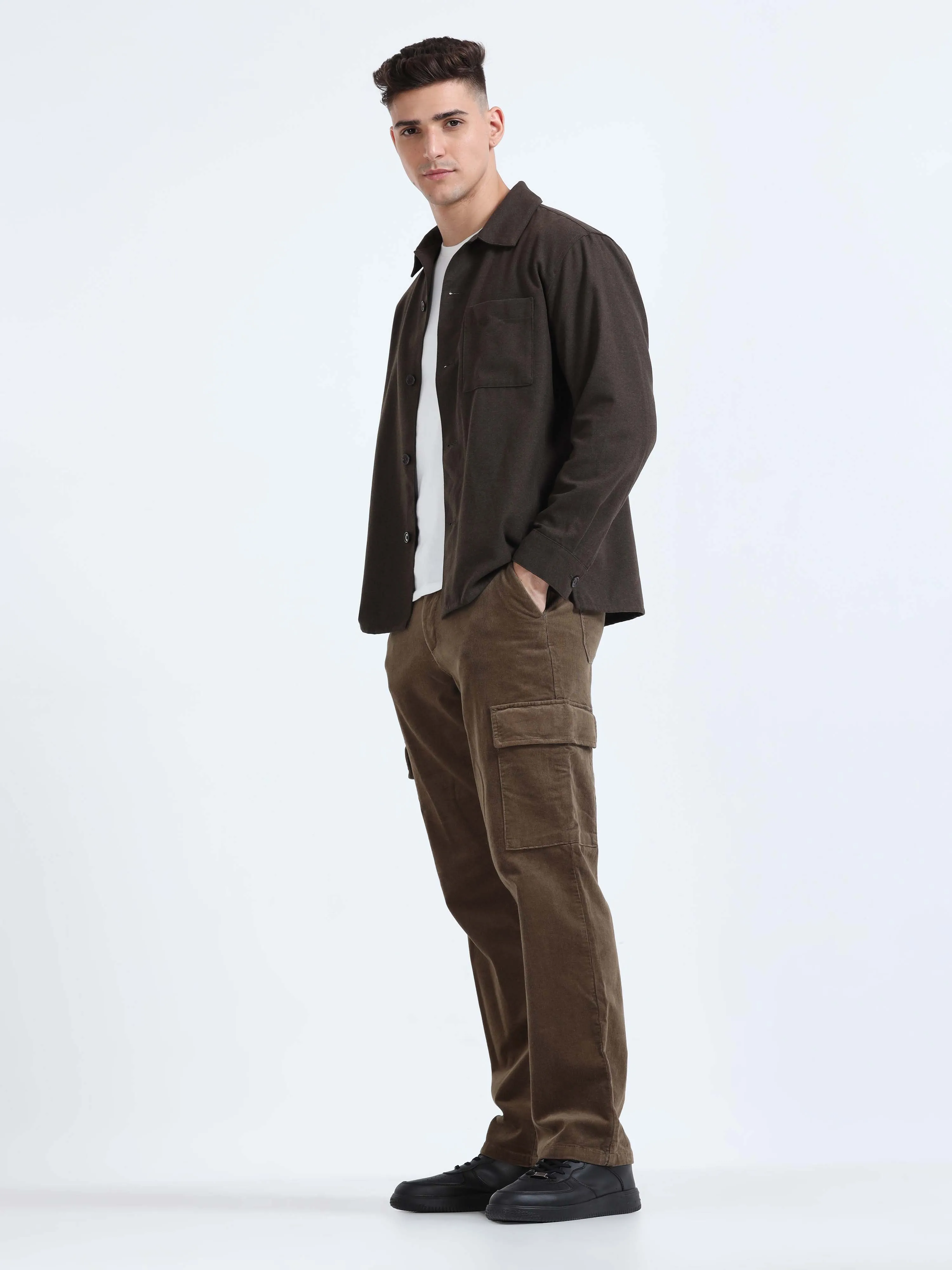 Soft Corduroy Oak Olive Relaxed Cargo Pant