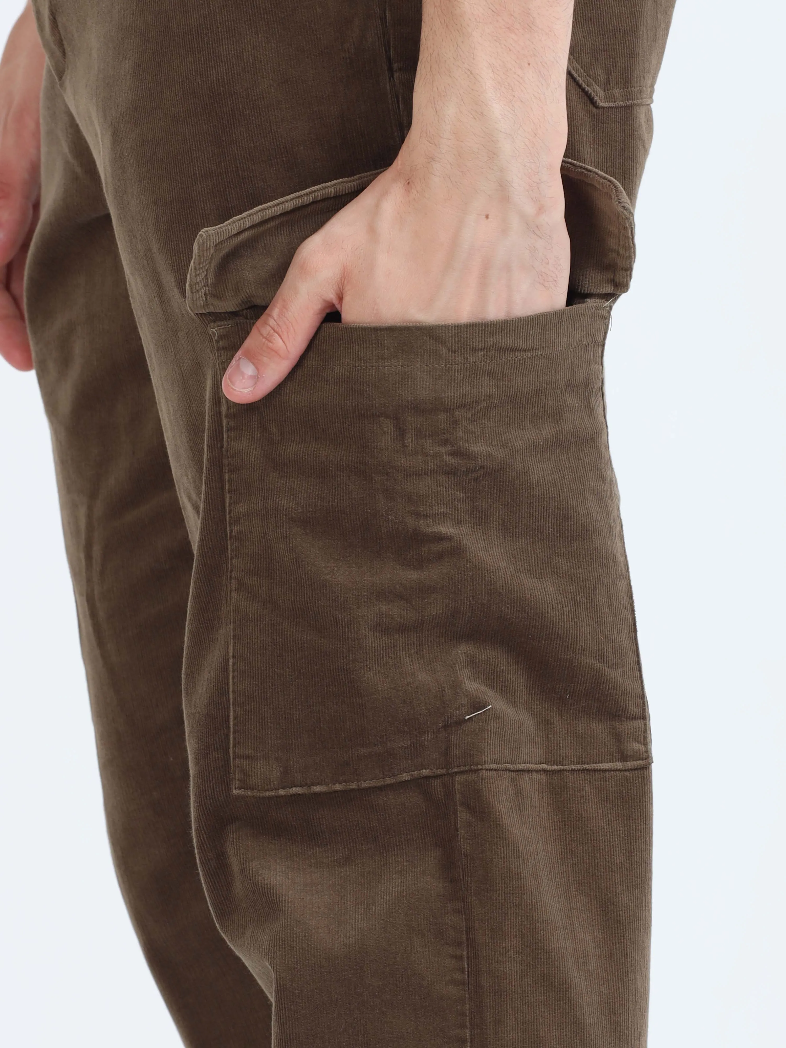 Soft Corduroy Oak Olive Relaxed Cargo Pant