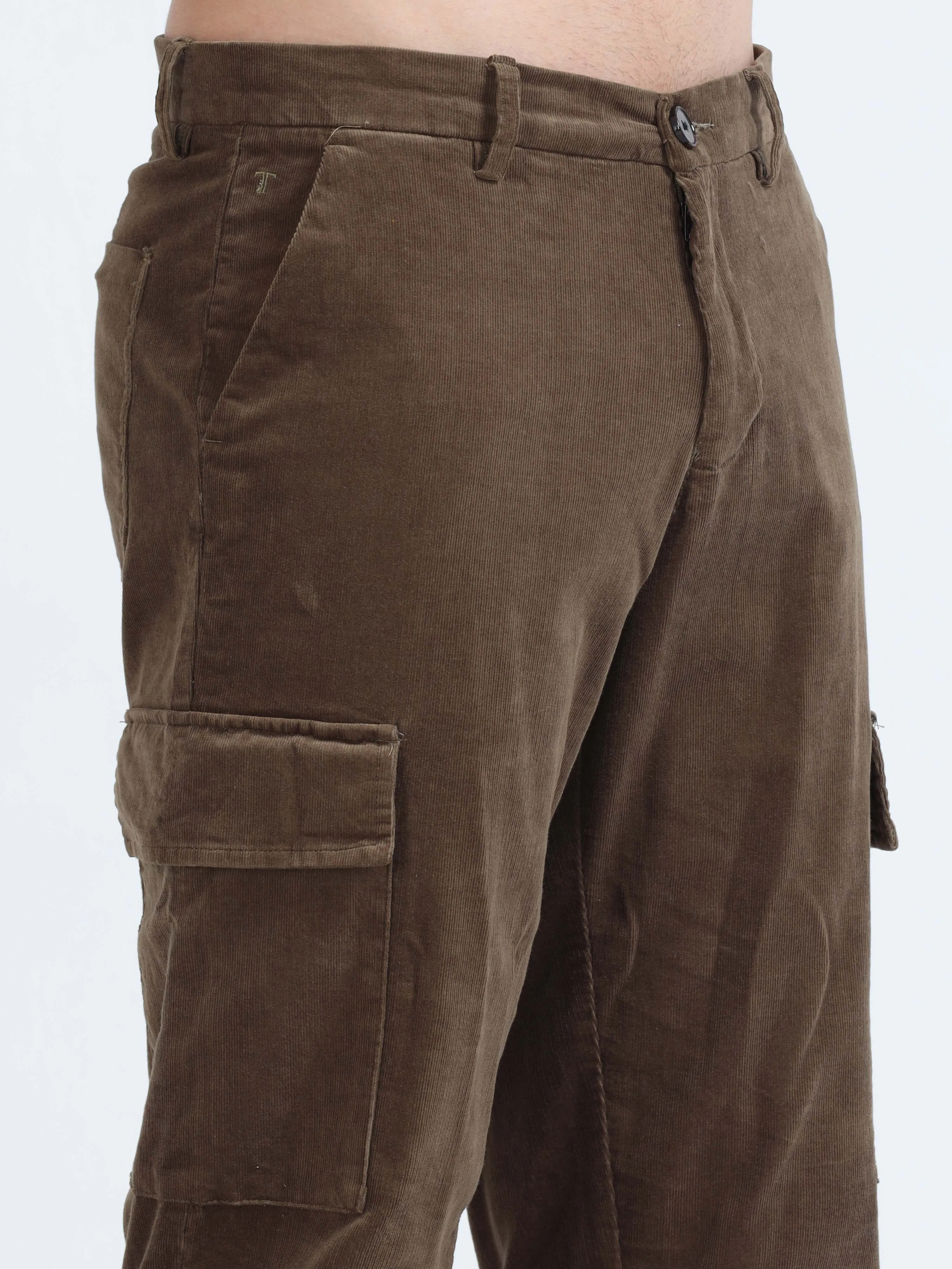 Soft Corduroy Oak Olive Relaxed Cargo Pant