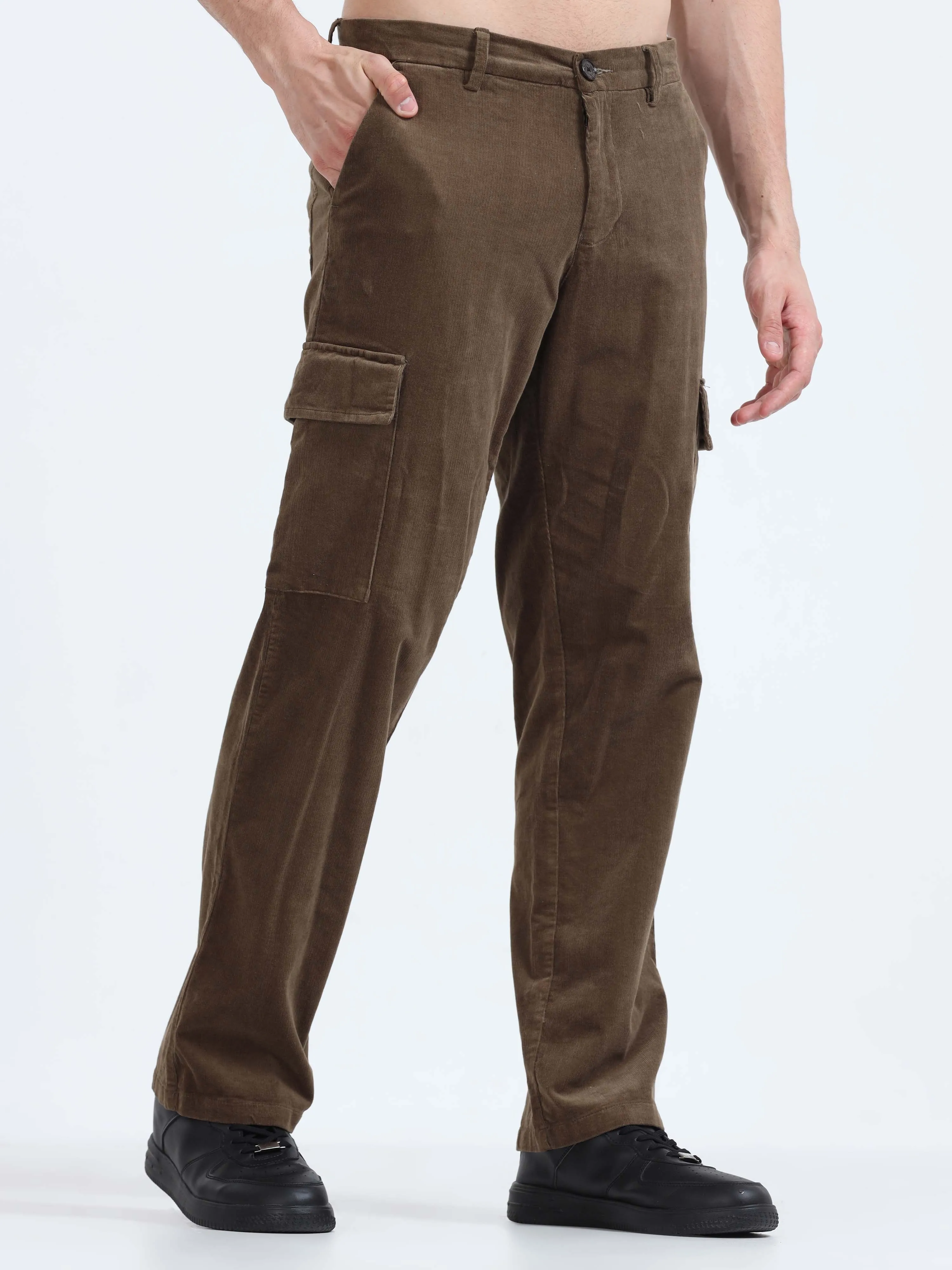 Soft Corduroy Oak Olive Relaxed Cargo Pant