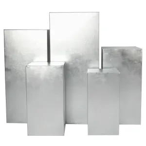 Spandex Covers for Square Metal Pillar Pedestal Stands 5 pcs/set - Metallic Silver