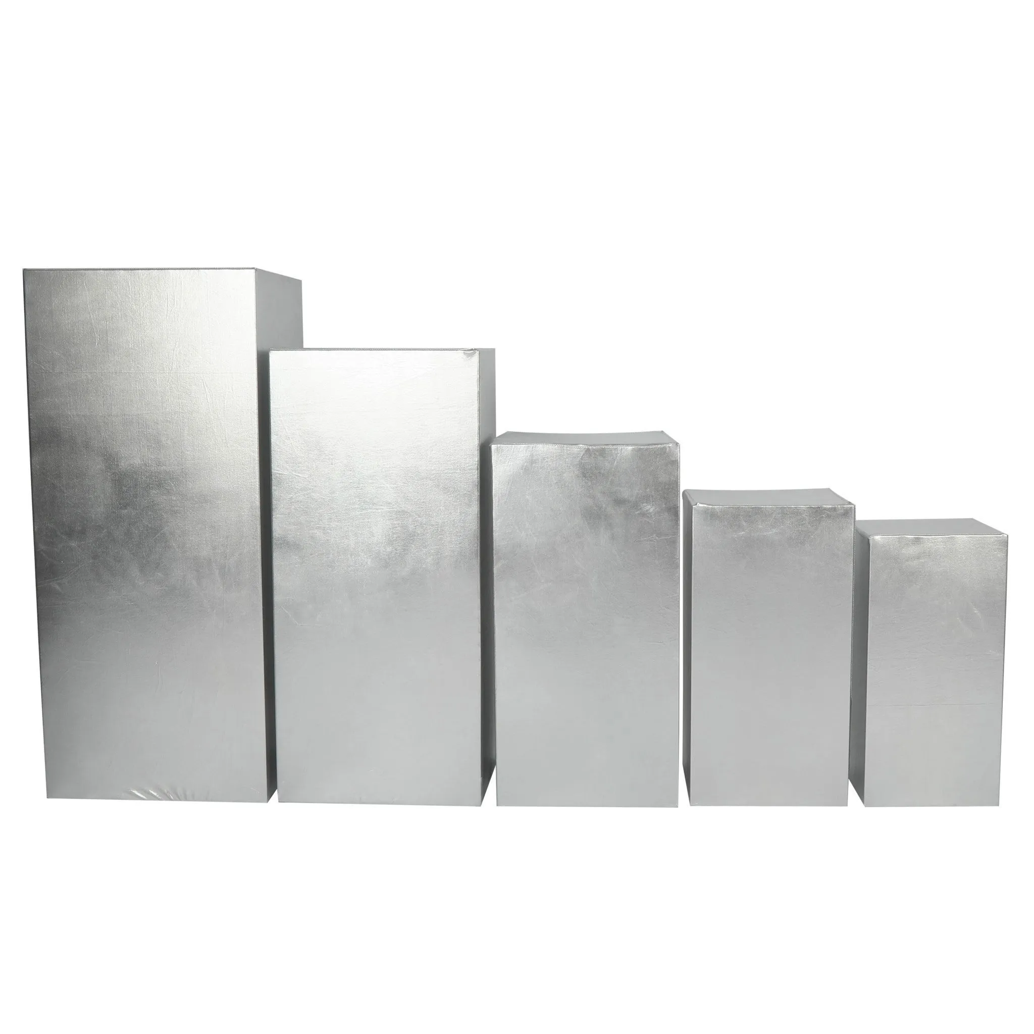 Spandex Covers for Square Metal Pillar Pedestal Stands 5 pcs/set - Metallic Silver