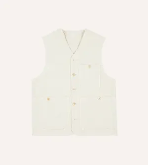 St. JOHN by Drake's Ecru Cotton Linen Potting Vest