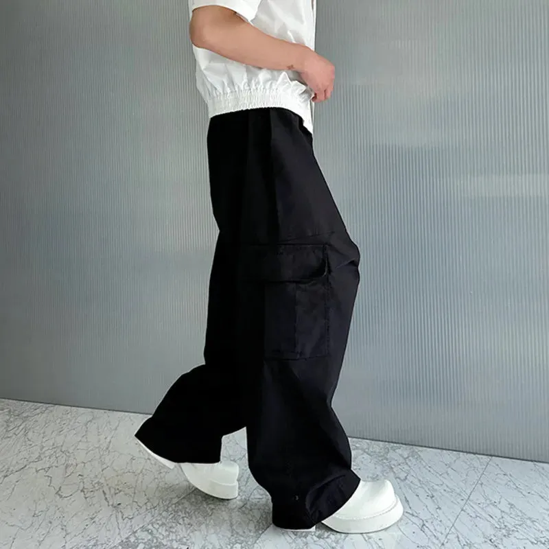 Stereoscopic Wide-leg Overalls Cargo Pants Men's Summer High Street Big Pocket Fashion Trend Trousers Male 9C5848