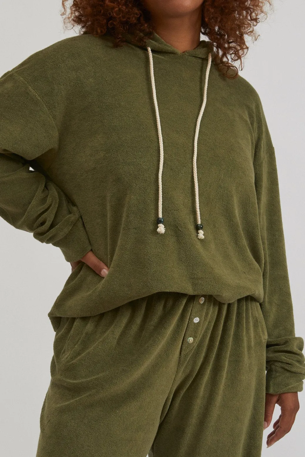 Terry Gem Hoodie, Basil