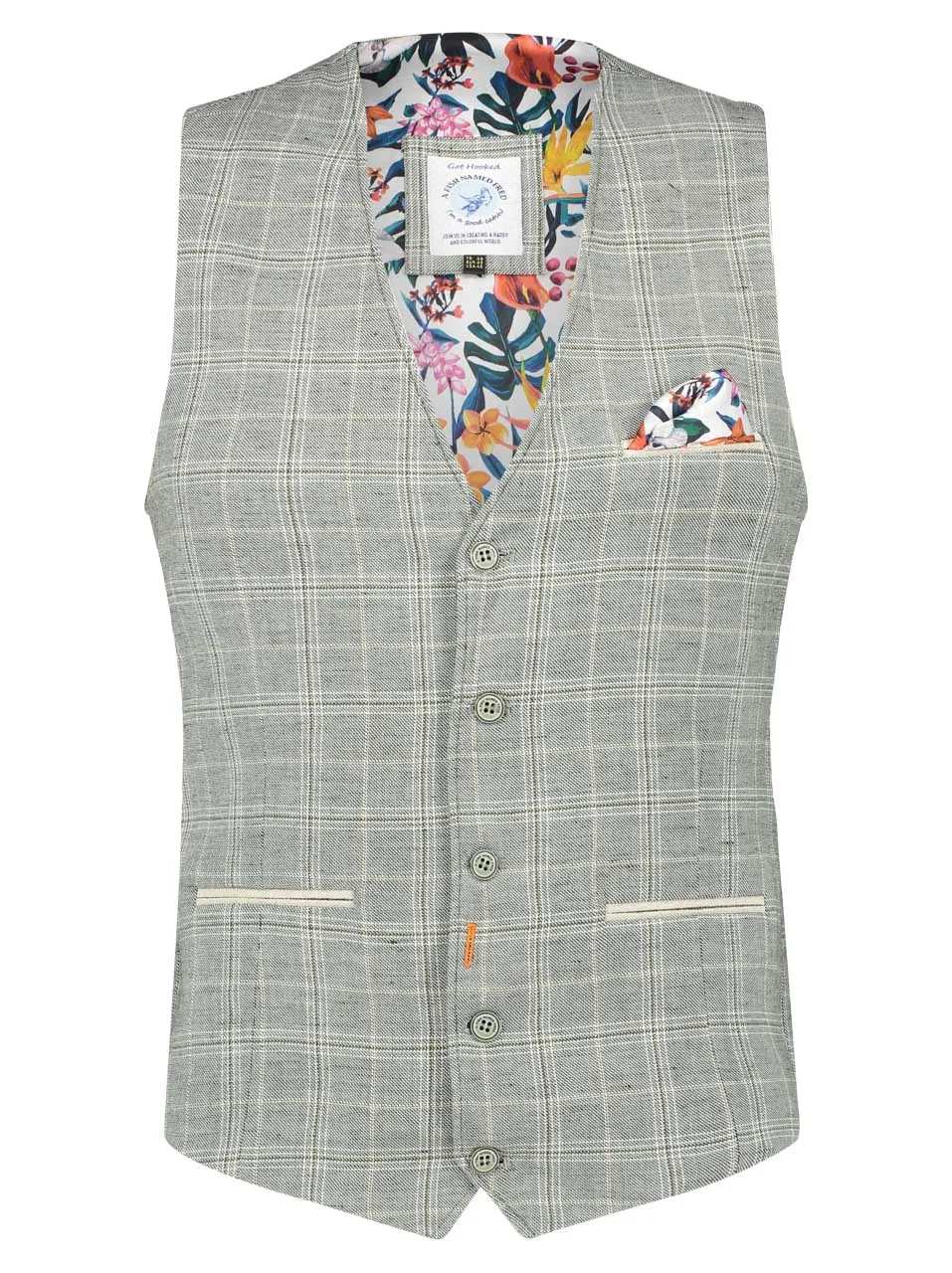 Tijdloze gilet | A fish named Fred waistcoat washed linen green