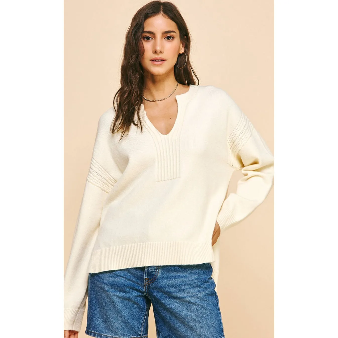 Tilly Cream V-Neck PINCH Sweater