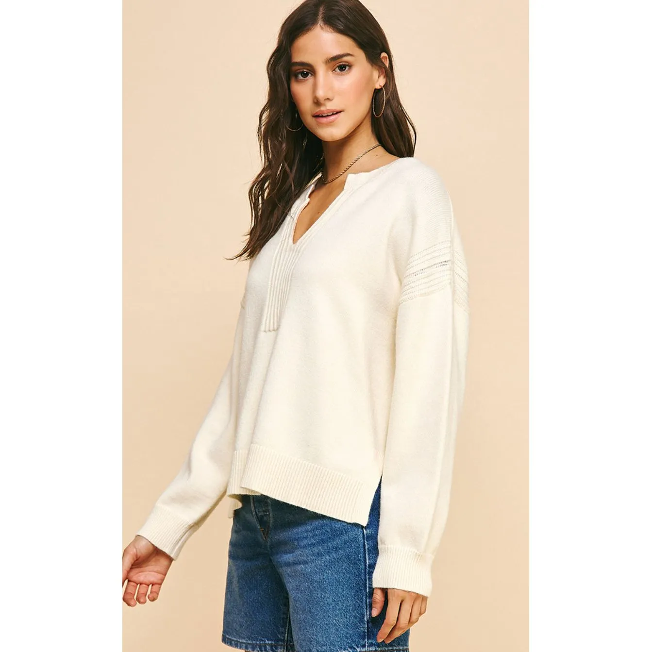 Tilly Cream V-Neck PINCH Sweater