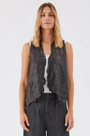 Transit Par Such Textural Leather Gilet in Black