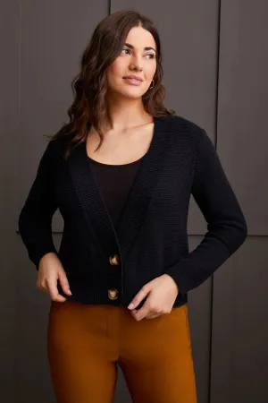 Tribal Two Button Cardigan Black