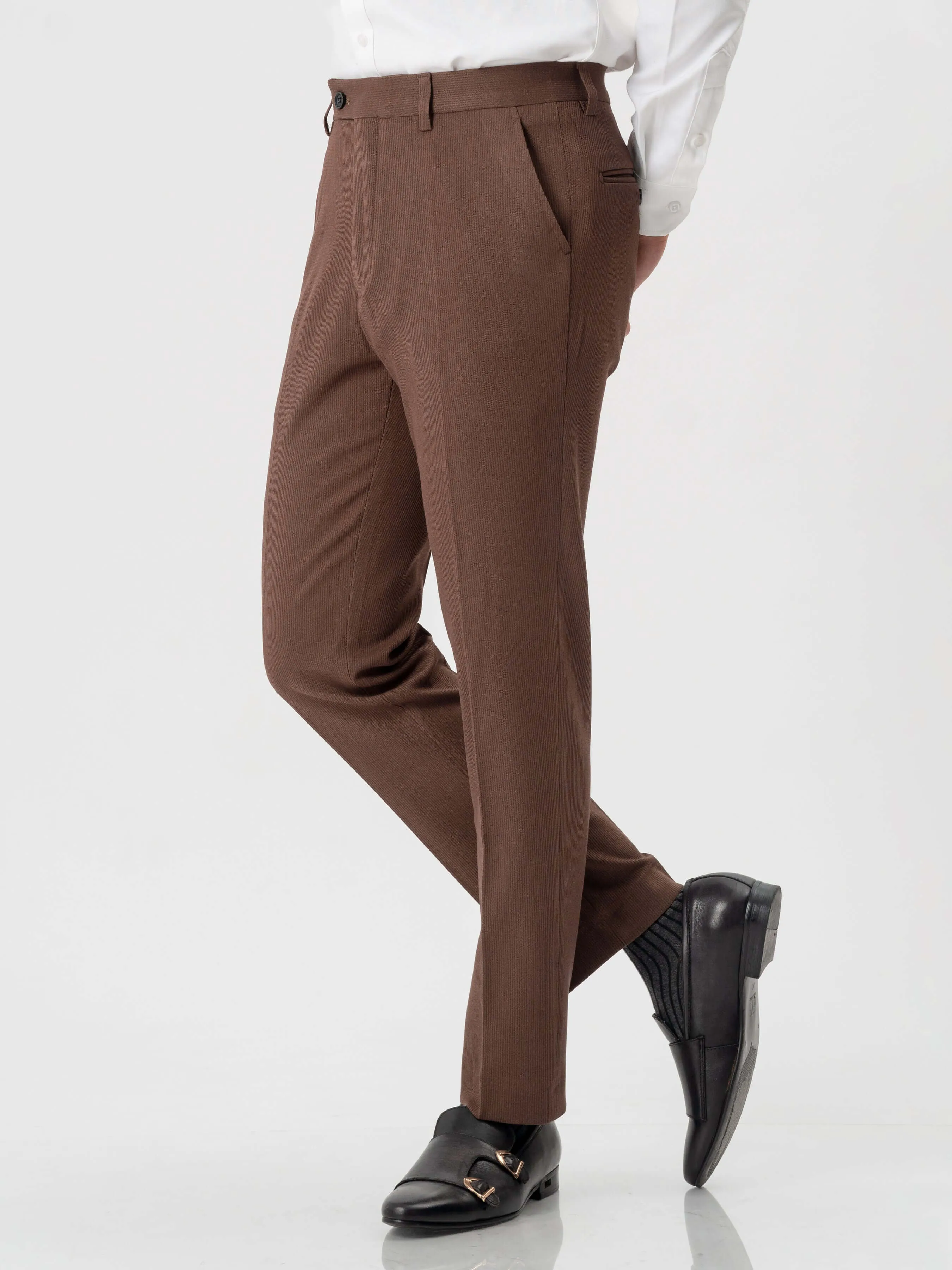 Trousers With Belt Loop - Corduroy Coffee (Stretchable)