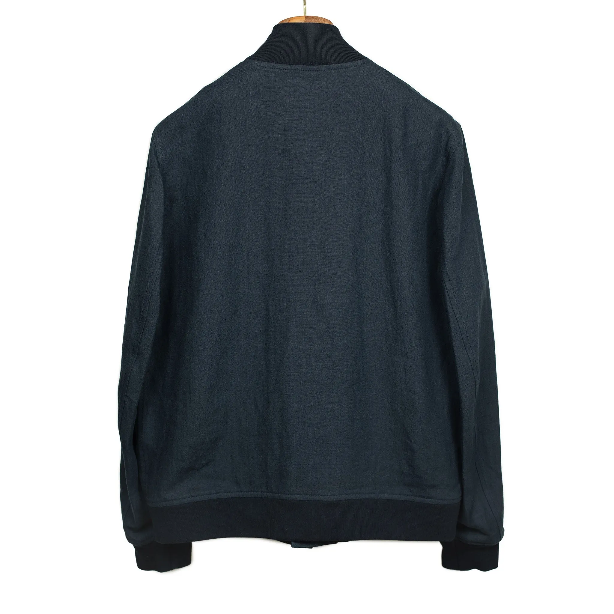 Valstarino bomber jacket in Blue Notte navy linen, unlined