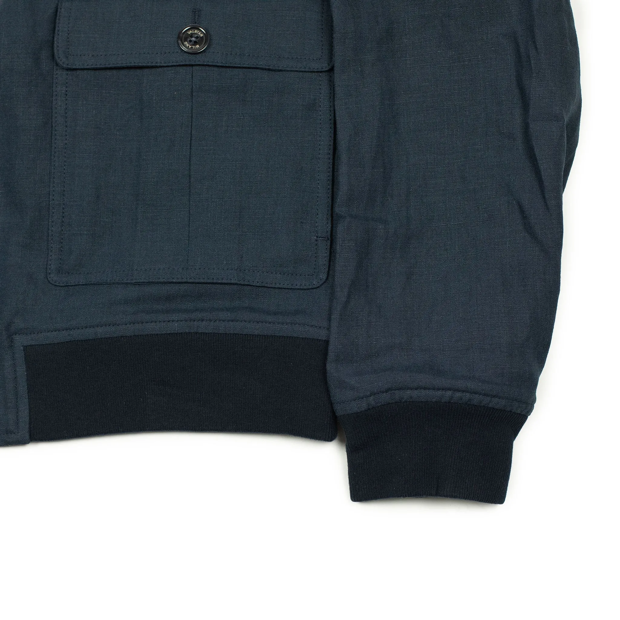 Valstarino bomber jacket in Blue Notte navy linen, unlined