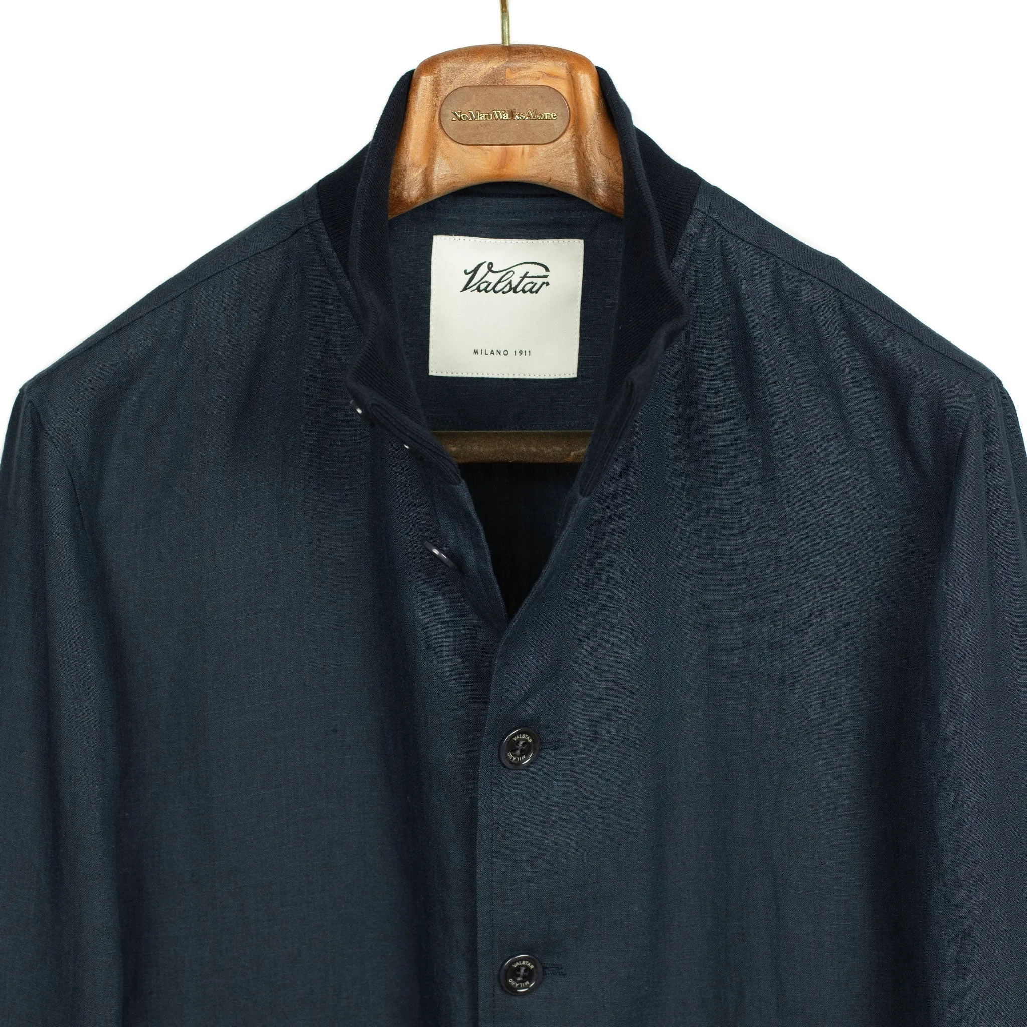 Valstarino bomber jacket in Blue Notte navy linen, unlined