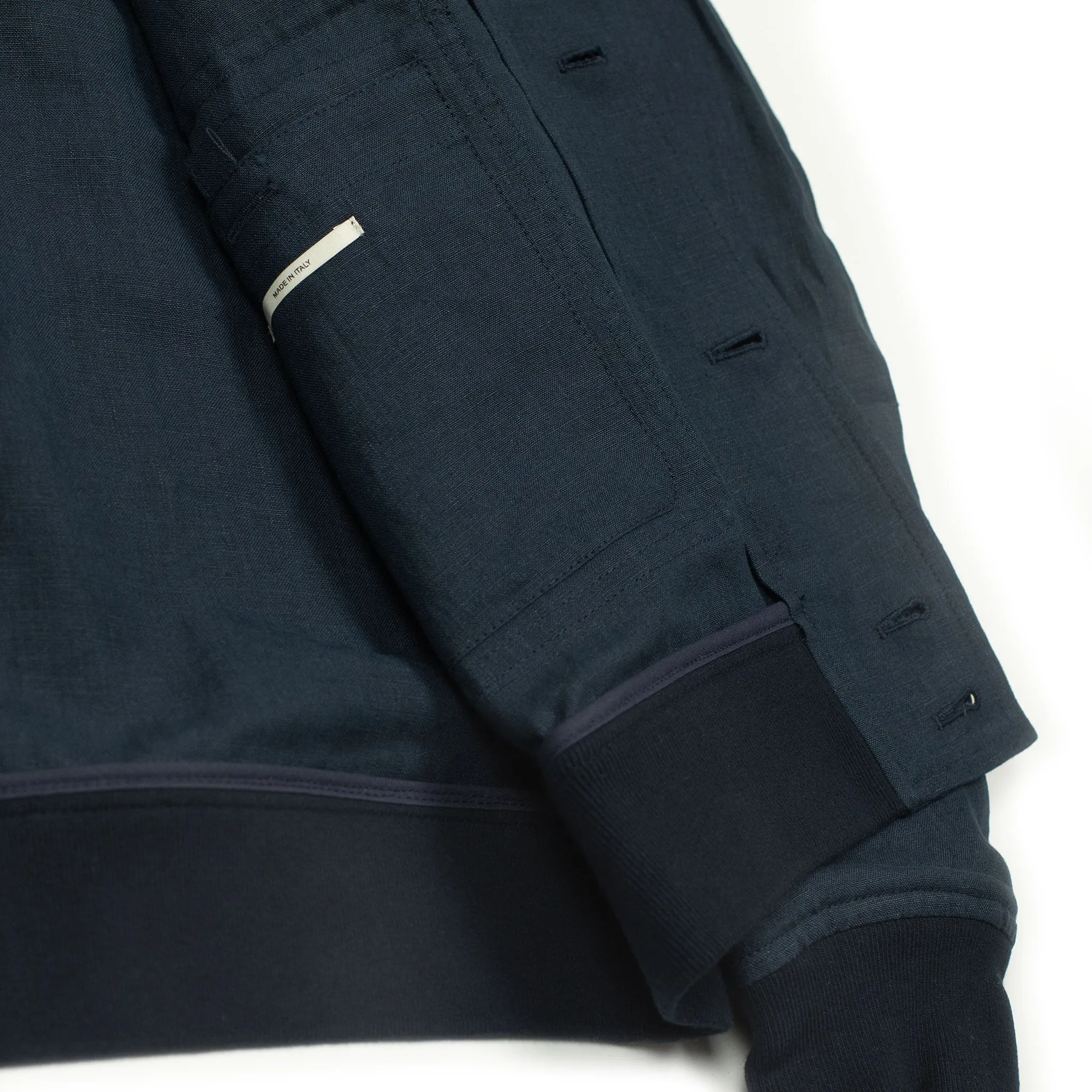 Valstarino bomber jacket in Blue Notte navy linen, unlined