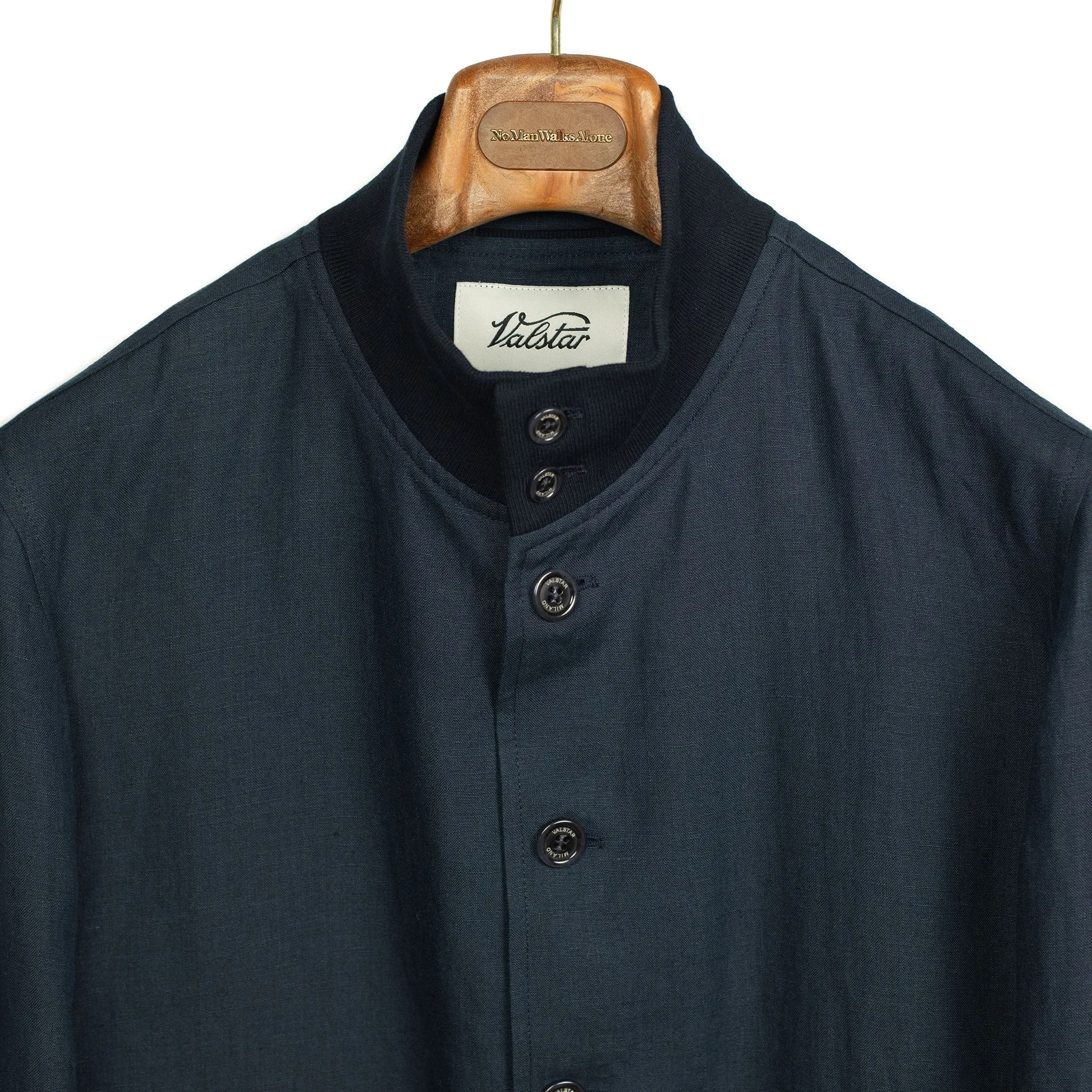 Valstarino bomber jacket in Blue Notte navy linen, unlined