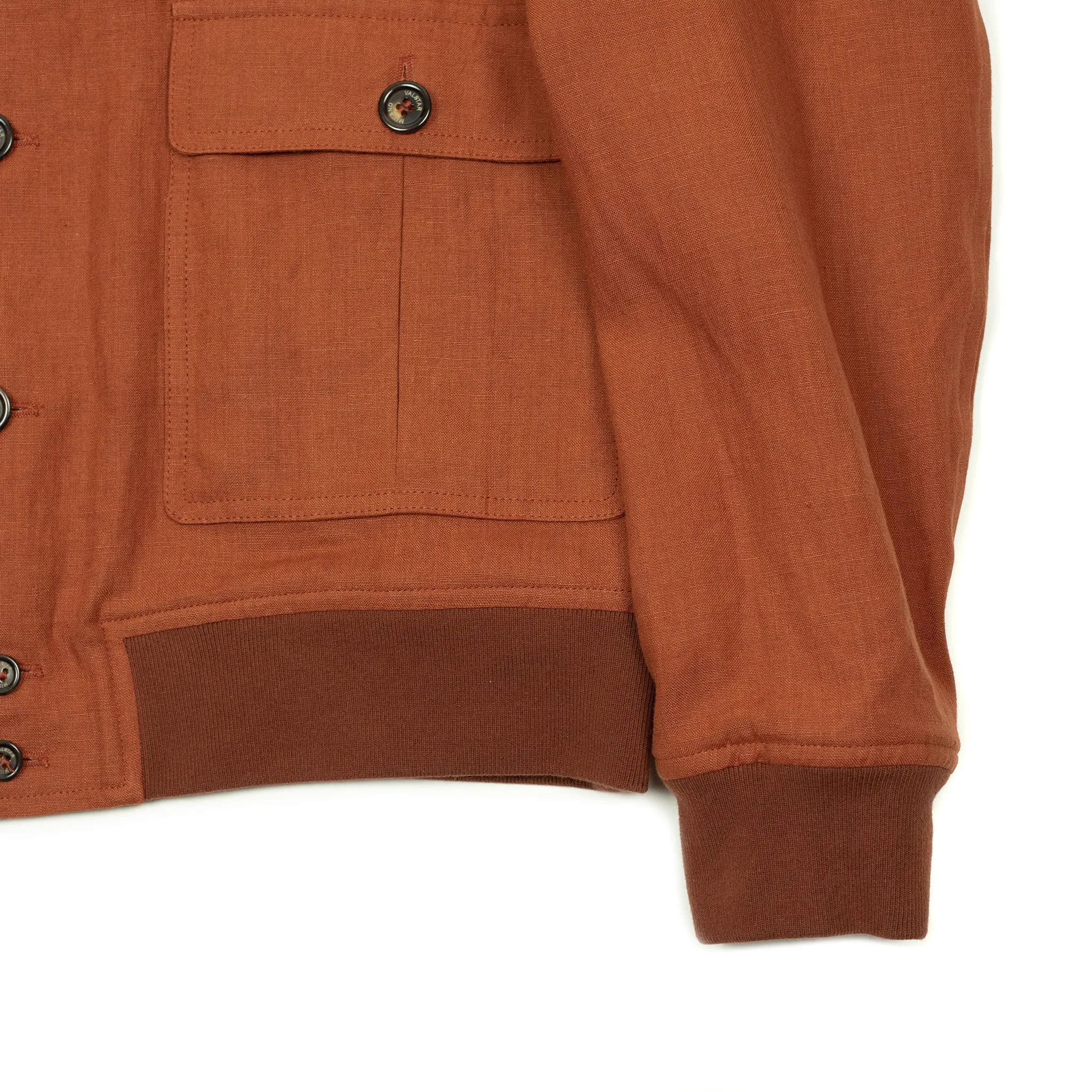 Valstarino bomber jacket in Carota burnt orange linen, unlined