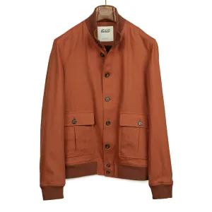 Valstarino bomber jacket in Carota burnt orange linen, unlined