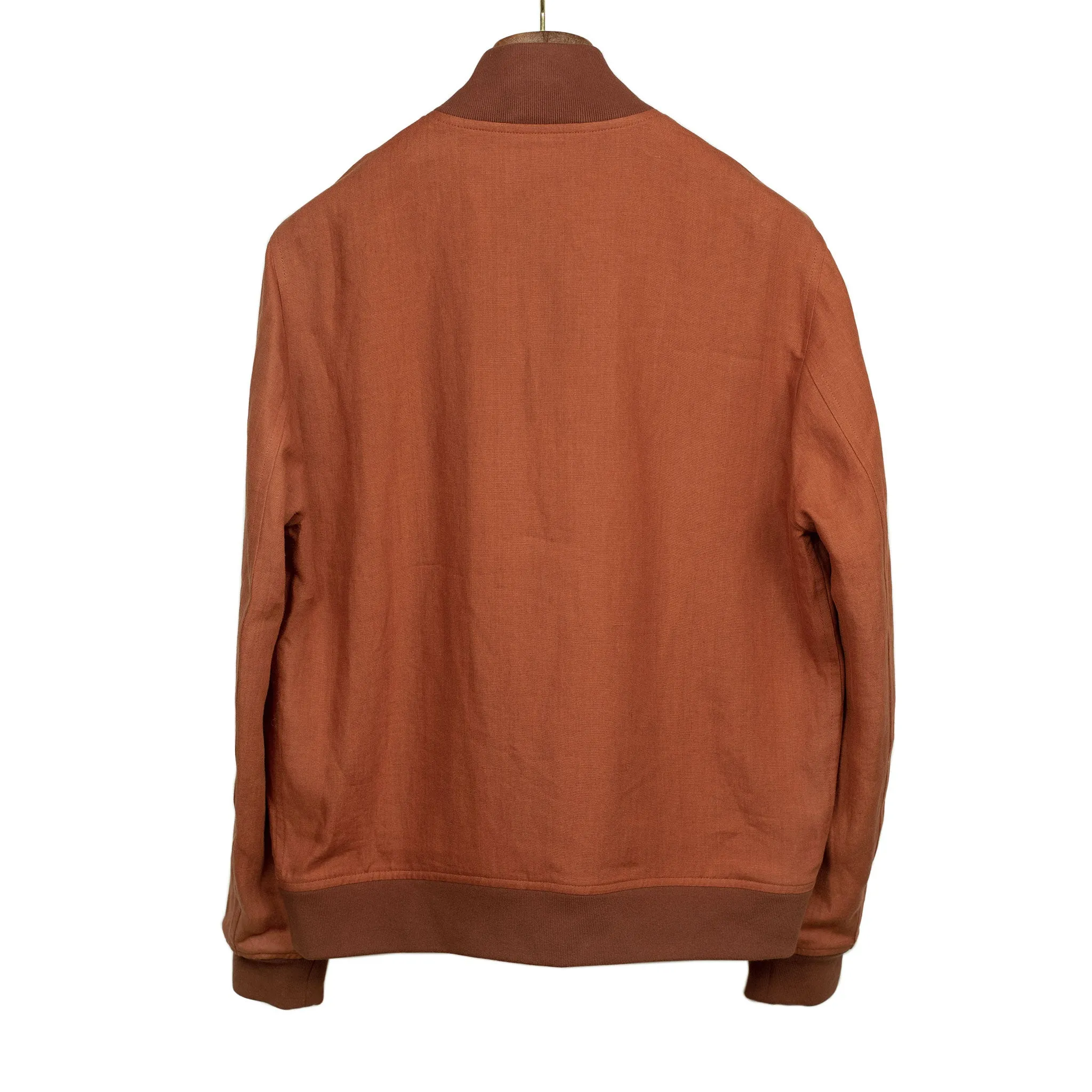 Valstarino bomber jacket in Carota burnt orange linen, unlined