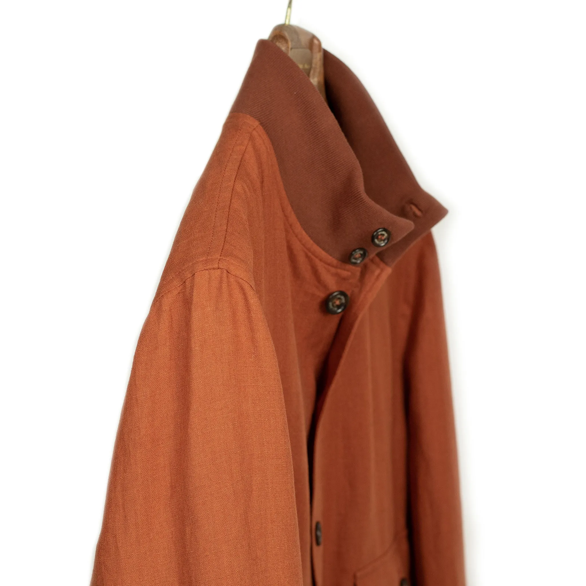 Valstarino bomber jacket in Carota burnt orange linen, unlined