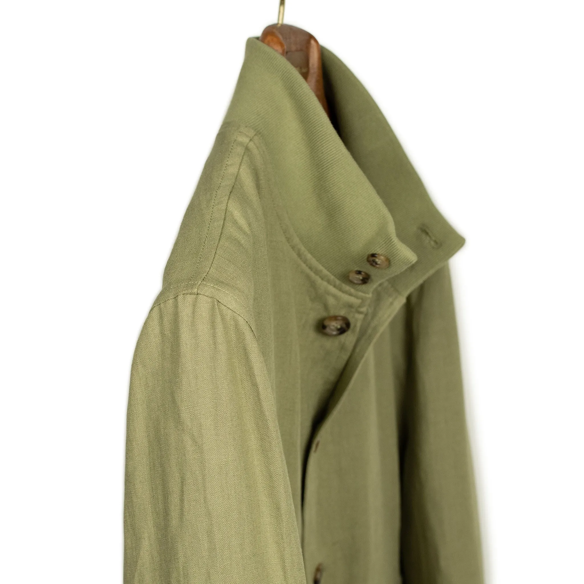 Valstarino bomber jacket in Safari sage green linen, unlined