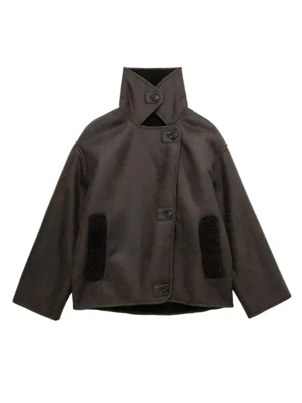 Wenkouban-Winter outfits Christmas Black Friday Button Collar Button-Up Short Warm Faux Fur Coat